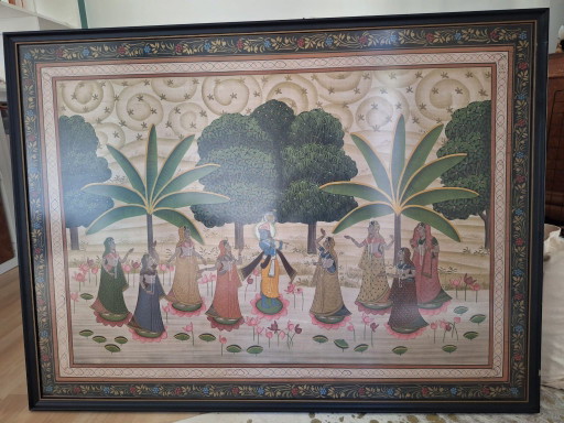 Large Indian Picchu painting on fabric – schilderijen tekeningen, Textile