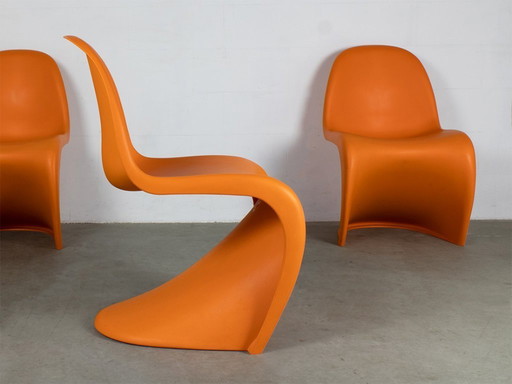 Chaises Vitra Panton, lot de 4, coloris orange, design Verner Panton