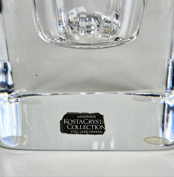 Image 1 of Vintage Kosta Boda Heldere Ijsblokjes Kaarshouder - Vintage Minimalistisch Scandinavisch Design Housewarming Gifts