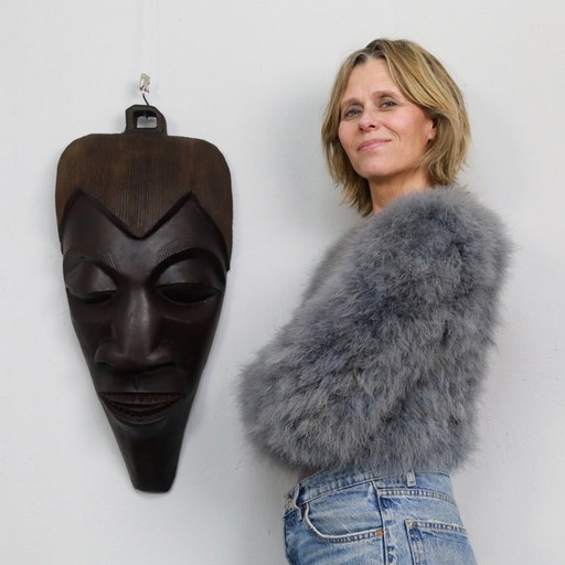 Handgesneden Afrikaans houten gezichtsmasker, jaren 80