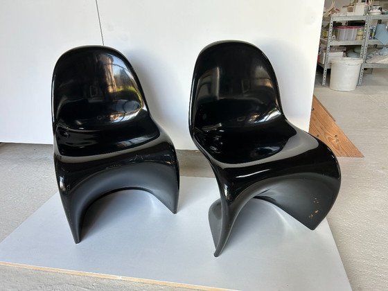 Image 1 of 2x sedia Verner Panton Classic, Herman Miller/Fehlbaum, nera