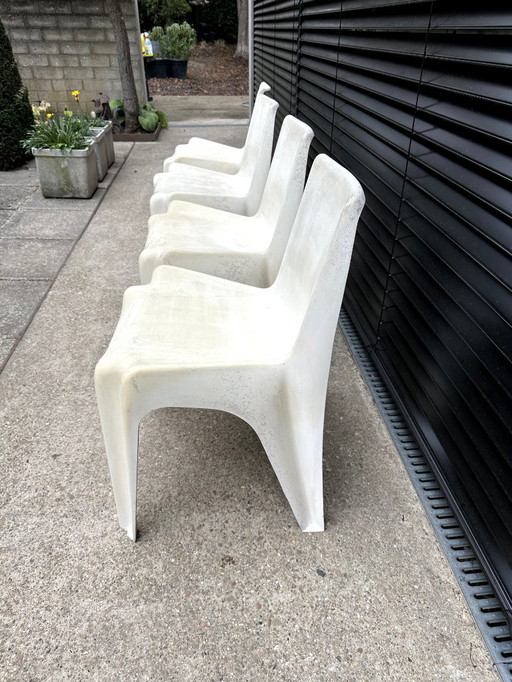 4 Bofinger chairs Helmut Batzner color white