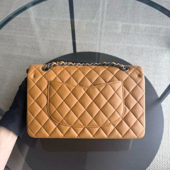 Image 1 of Chanel Chanel Classic Flap Medium - 25CM Quilted Lambskin Caramel Silver Hardware Series 19