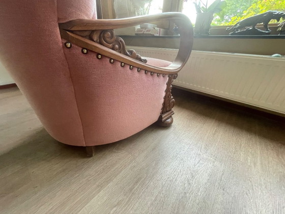 Image 1 of Set van 4 Art Deco fauteuils (ca. 1920-1950) | Opnieuw bekleed met roze fluweel