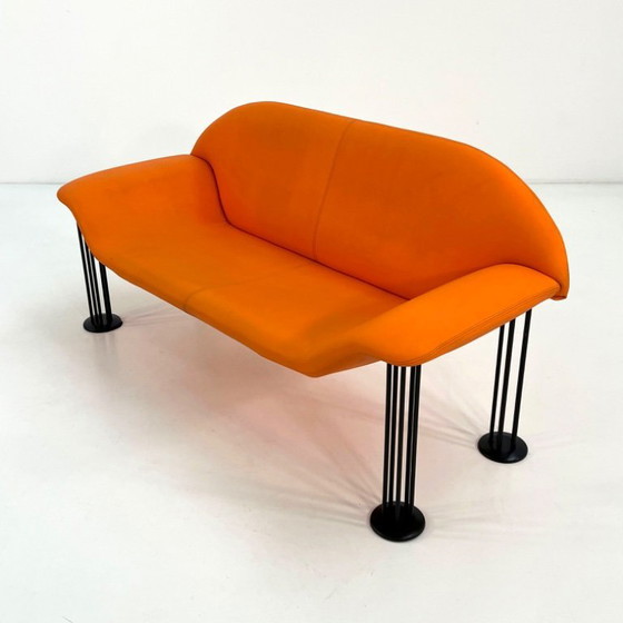 Image 1 of Orangefarbenes Sofa von Burkhard Vogtherr für Hain & Tohme, 1980er Jahre