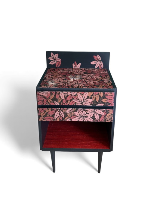 Vintage Kastje Bekleed Met Fornasetti Foglie E Civette – ladekasten, Wood