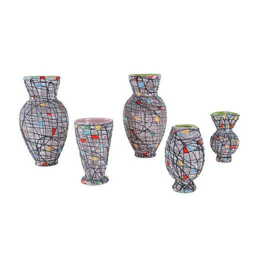 Set of ceramic vases, Italian design, 1960s, made in Italy