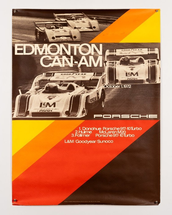Image 1 of Porsche Edmonton Can Am 1972 – Originele vintage Porsche-poster van Atelier Strenger – Mid-Century Modern – 102x76 cm