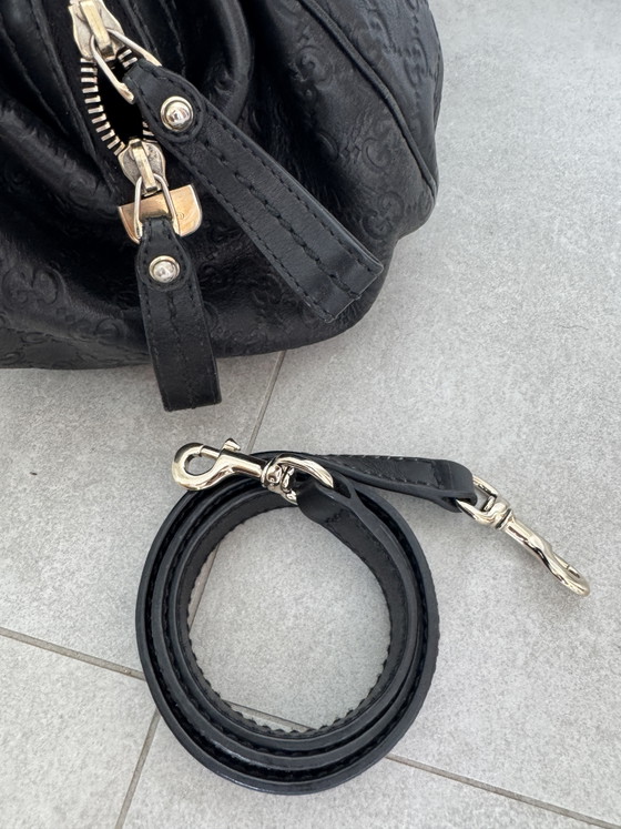 Image 1 of Gucci Guccissima Leather Boston Bag Black 
