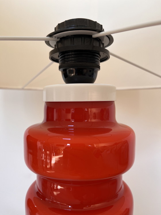 Image 1 of red table lamp by PO Ström for Alsterfors (Sweden)