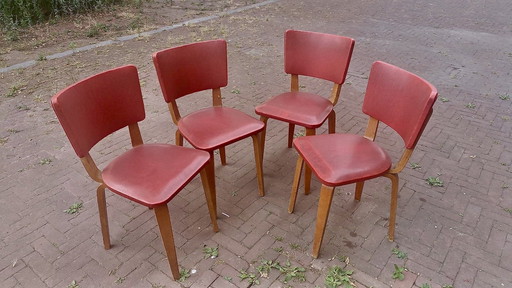 Set van 4 Cor Alons jaren ‘50 keukenstoelen