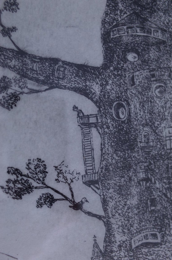 Image 1 of Etching - Reuzenwoonboom / Village in a tree