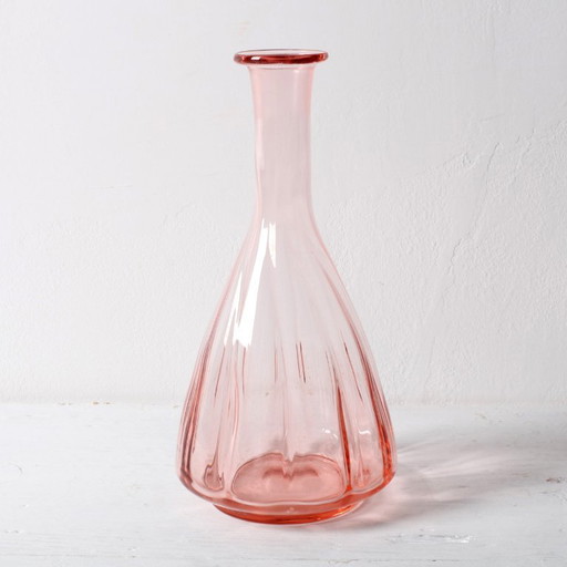 Decantador de vidrio rosa vintage: Empoli Carafe de mediados de siglo, Italia, década de 1930. – glazen karaffen, Glass