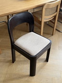 1x vintage design brutalist wooden chair with fabric seat in