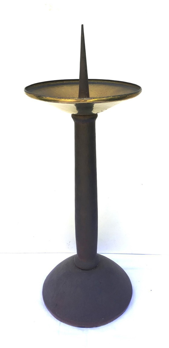 Image 1 of Brass candlestick, unique, wrought iron - hammered, 1940-44