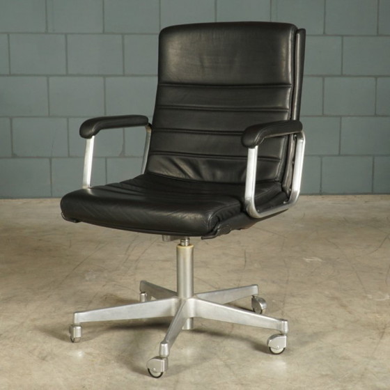 Vintage Office Chair – Black Leather – Drabert – 1970s – Metal (photo 3 of 14)