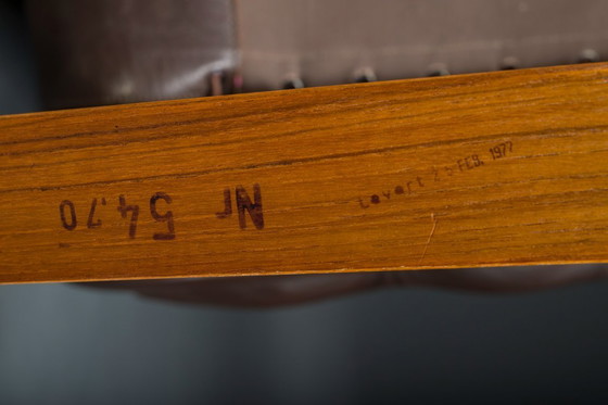 Image 1 of Set 2 bruin leren fauteuils van Elsa & Nordahl Solheim voor Rybo Rykken & Co, 1970