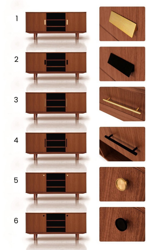 Image 1 of Dressoir van gebeitst teakhout voor tv T-S14