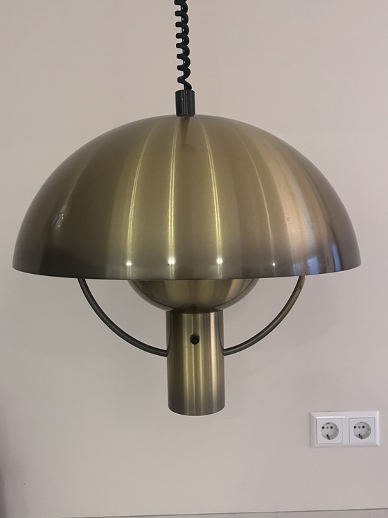 Lampe suspendue champignon hollandaise rare des années 70 – Dijkstra Lampen, Suspensions, Other, Metal (photo 13 of 15)