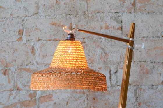 Restaurierte Mid-Century Stehlampe von Krásná Jizba, Buche, Rattan, Tschechisch, 1950er Jahre – Stehleuchten (photo 12 of 15)