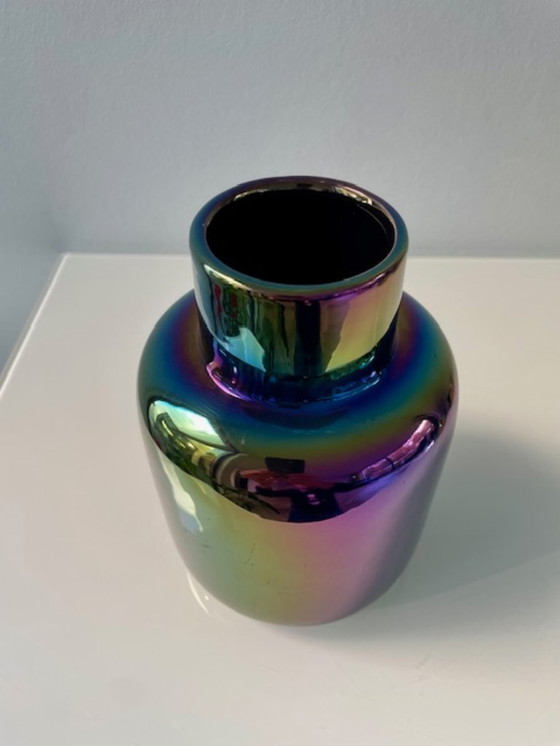 Image 1 of Conjunto de jarrón multicolor y 2 candelabros – efecto arcoíris