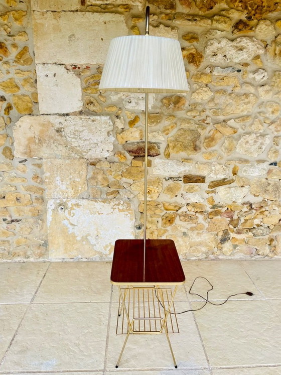 Mid-Century, Swivel,  Floor Lamp with Integrated Side Table, 1960s – Floor lights, Brass (photo 32 of 34)