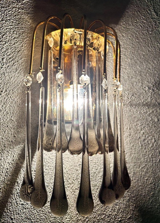 Applique murale vintage noire en forme de goutte, Appliques murales, Cristal, Verre (photo 5 sur 11)