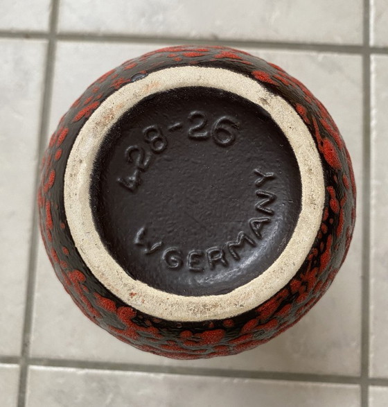 Scheurich Vase Model 428-26 Red And Black West Germany Pottery – Ceramic (photo 3 of 12)