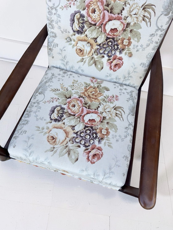 Image 1 of Vintage teak armchair with floral print