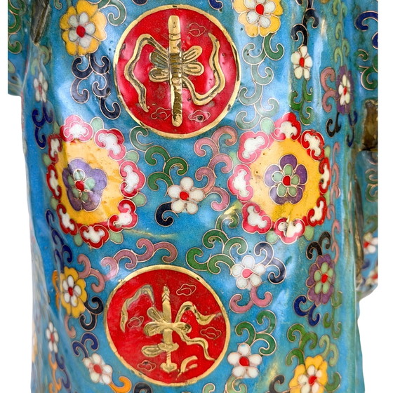 Monumental Chinese Cloisonné Pair Lü Dongbin & Lan Caihe – Qing 19th Century – Sculpture, Bronze (photo 8 of 9)