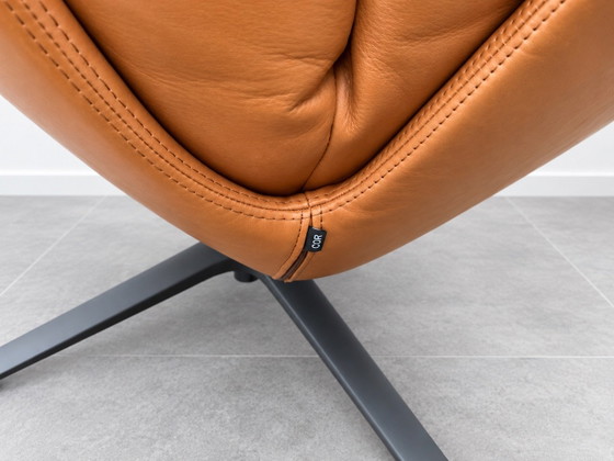 COR Cordia Lounge Draaifauteuil Cognac Leer, Draaistoelen, Metaal, Zwart (foto 4 van 6)