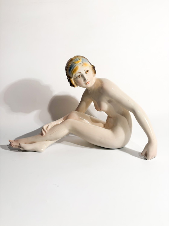 1930s Art Deco Ceramic Female Nude Sculpture (photo 9 of 10)