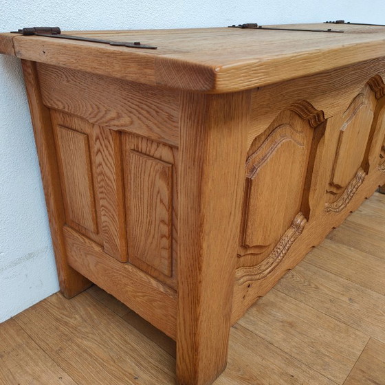 Image 1 of Baúl de mantas de roble antiguo, baúl de juguetes