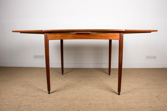 Image 1 of Table Danoise en Teck et Feutrine, extensible et réversible, pour repas ou jeux par Carlo Jensen pour Hundevad & Co 1958.