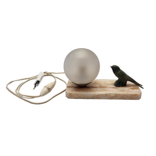 Lampe Art Déco française avec moineau