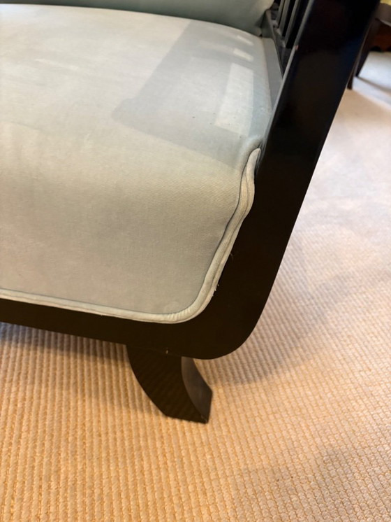 Image 1 of Elegante Wohnzimmergarnitur im Art-Deco-Stil – Sofa und zwei Sessel – dunkel lackiertes Holz – ca. 1925–1935