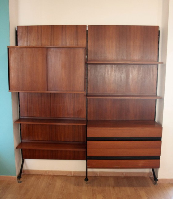 Image 1 of "Urio" modular wall system by Ico and Luisa Parisi for MiM 1957, two-module bookcase, Italy, 1960s