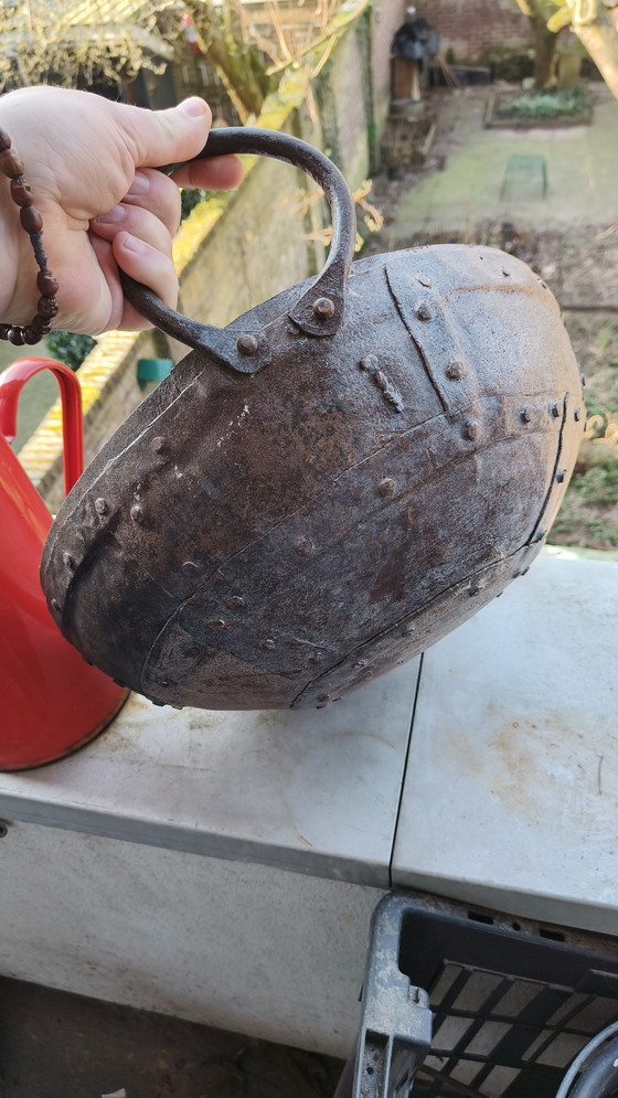 Image 1 of 2 braciere vintage in ferro battuto con padella rivettata