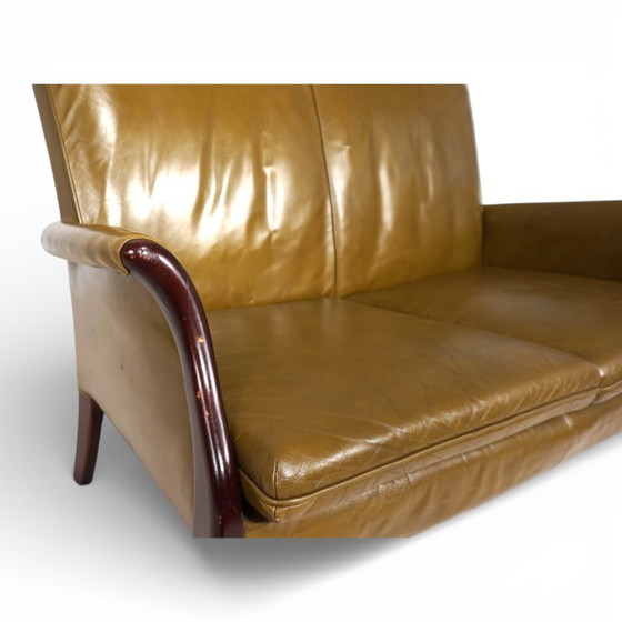 Image 1 of Divano a due posti Froxfield in pelle verde muschio di Parker Knoll, 1960