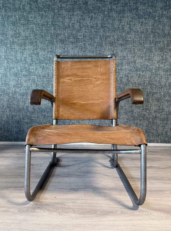 Image 1 of Vroege Bauhaus fauteuil met hoge rugleuning Veha, Den Haag, jaren 30