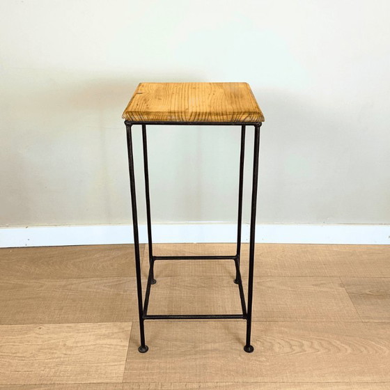 Image 1 of Industrial Steel and Wood Side Table