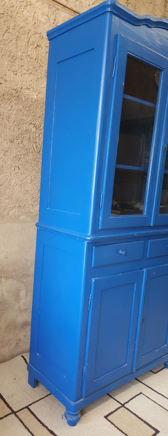 Image 1 of Altes Buffet, Geschirrschrank aus blauem Holz 1960