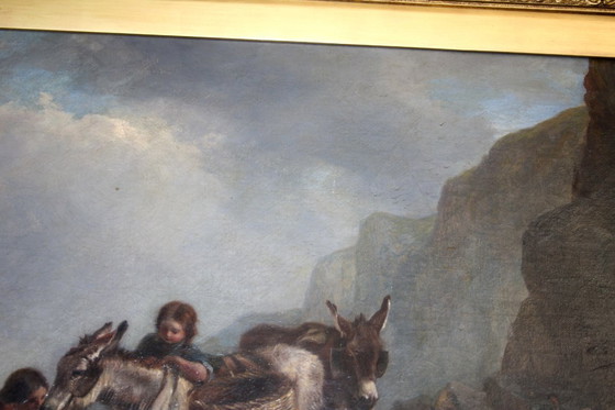 Image 1 of Pintura al óleo de Joseph Paul Pettitt y George Young "Recolectores de mejillones en la costa sur" mate