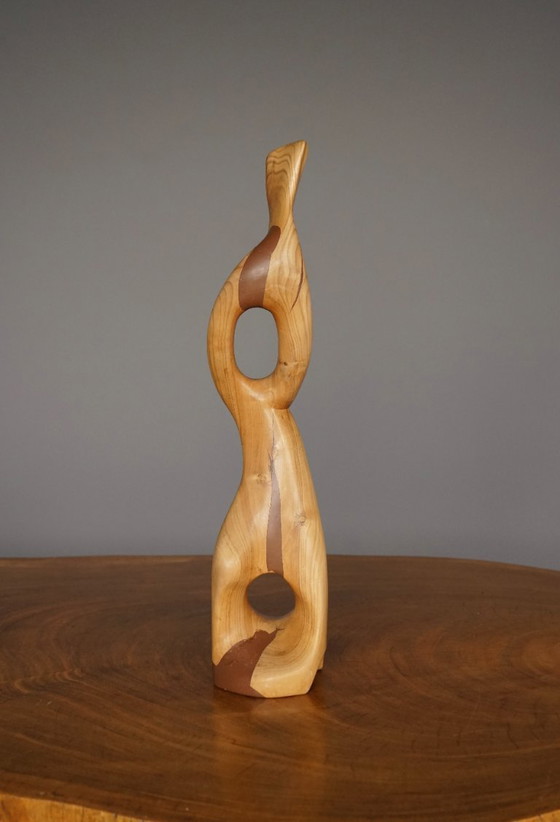 Image 1 of Mid-Century Abstract carved wooden Sculpture, 1968