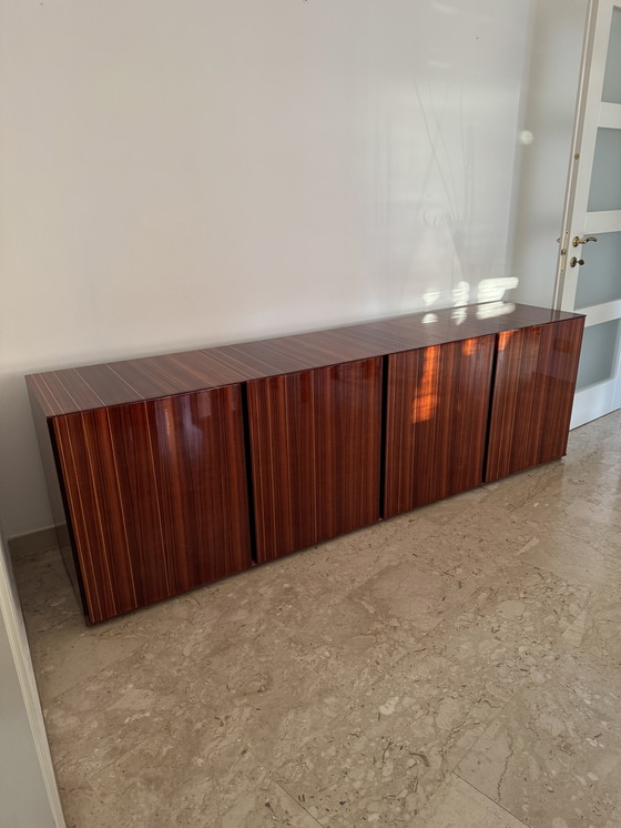 Image 1 of Monumental Rosewood Sideboard Zebrawood Lacquered Mid-Century Design 1970