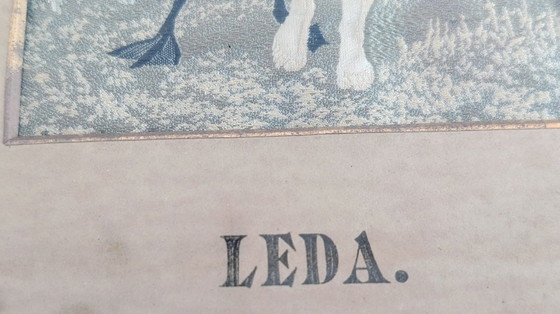 Image 1 of Tableau Stevengraph tissé en pure soie, Thomas Stevens Company. (Leda) Tableau mural en soie