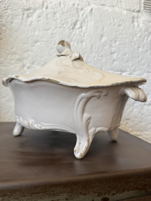 18th century Moustiers earthenware vegetable dish