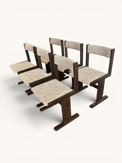 Set mit 6 Esszimmerstühlen von Poul H. Poulsen für Gangsø Møbler – eetkamerstoelen, Textile, Wood