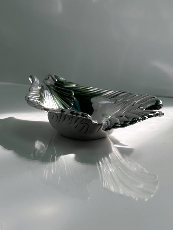 Image 1 of Ciotola vintage in metallo argentato uccello colomba anni '70 Italia Vide Poche piatto d'argento da portata ciotola