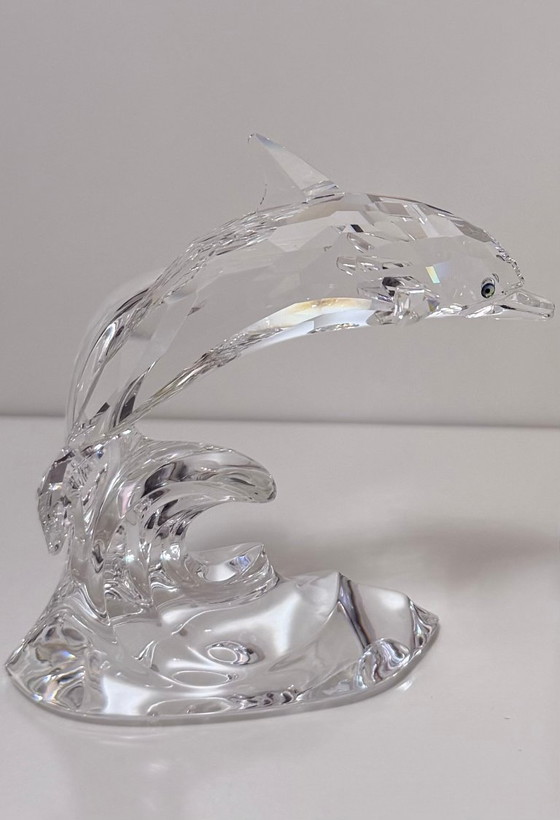 Image 1 of Swarovski "Dolphin on a Wave" con scatola (190365, Collezione "South Sea") - "Dolphin on a Wave" / "Dauphin sur une vague"